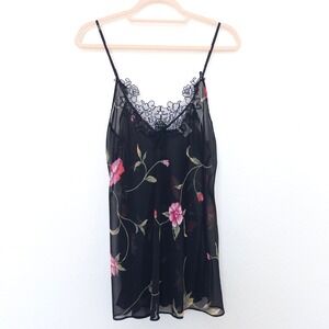Y2K Private Luxuries Womens Cami Top Size S‎ Floral Lace Lingerie Dark Coquette